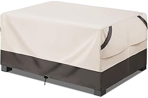 Bestalent Patio Furniture Covers Waterproof, Outdoor Rectangular Coffee Table Covers Heavy Duty, Fits up to 74L x 47W x 28H inches (Beige/Grey)