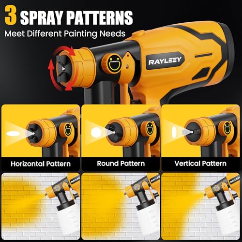 RAYLEEY Cordless Paint Sprayer Compatible with DEWALT 18V Battery, 600W Electric HVLP Spray Gun, 1000ml Container, 3 Copper Nozzles, for Fences, Walls, Ceiling, Cabinets, Tool Only (Style A)