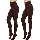 Citystl Opaque Black Tights for Women, 80D Tummy Compression Plus Size Tights, Control Top Microfiber Pantyhose for women