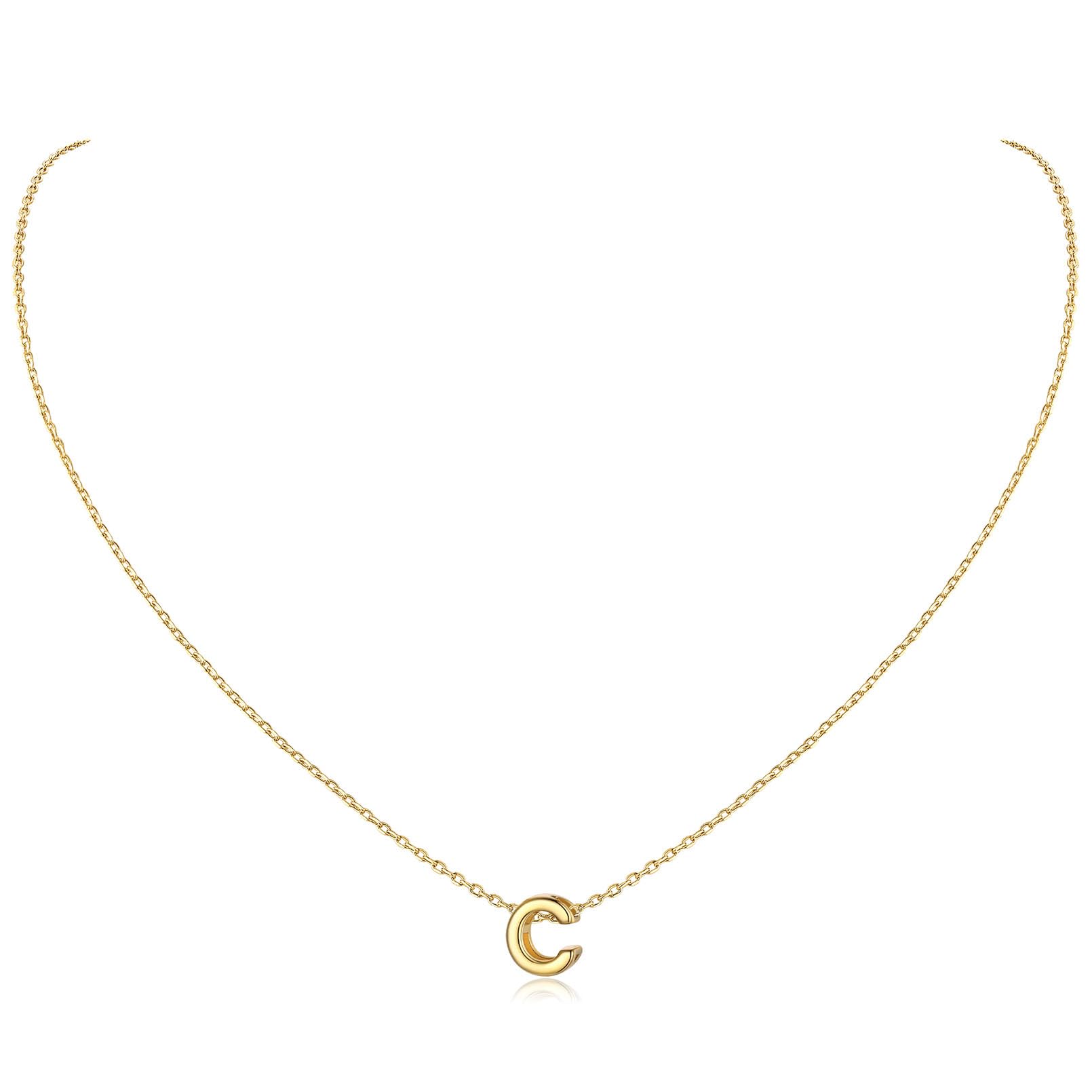 ChicSilver Gold Necklaces Womens Sterling Silver Monogram Jewellery Dainty Gold Letter C Necklaces Initial Gifts for Mum