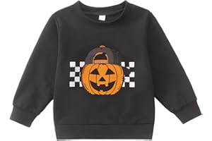 KEKEMI Halloween Sweatshirt for Toddler Boys Pumpkin Dude Sweatshirts Spooky Season Outfit Retro Long Sleeve Shirt Fall Tops
