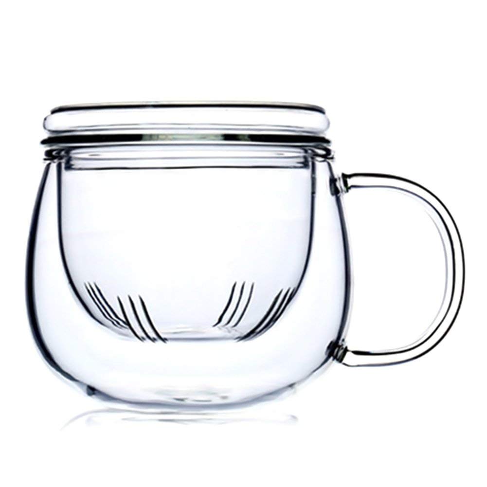 Victory-eu Borosilicate Glass Tea Cup with Filter Function and Glass Lid - Heat Resistant for Loose Leaf Steeping - 300ml