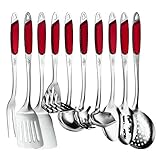 Kitchen Maestro Stainless Steel with Rubber Coated Grip Utensil Set of 10 (Kitchen)