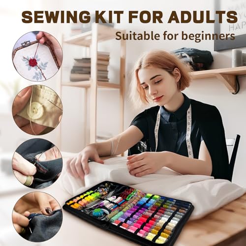 Sewing Kit with Accessories, 305 Piece Large Professional Sewing Kit, Including Sewing Machine Accessories with 56 Thread Spools, Scissors and Accessories