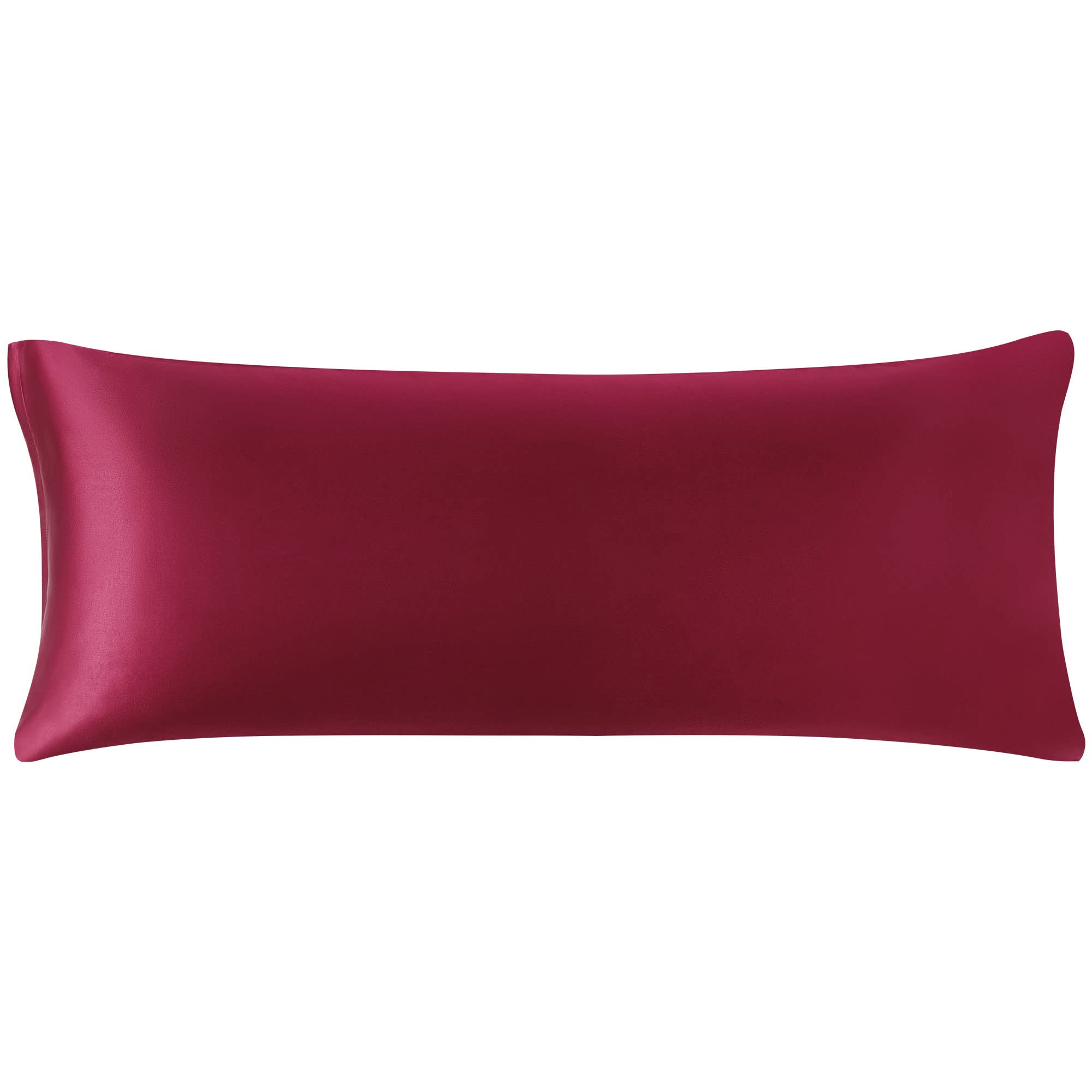 PiccoCasa Satin Body Pillowcase for Hair and Skin, Luxury Silk Satin Long Pillow Cover Smooth Soft Satin Body Pillow Cover with Zipper Closure Burgundy 5ft