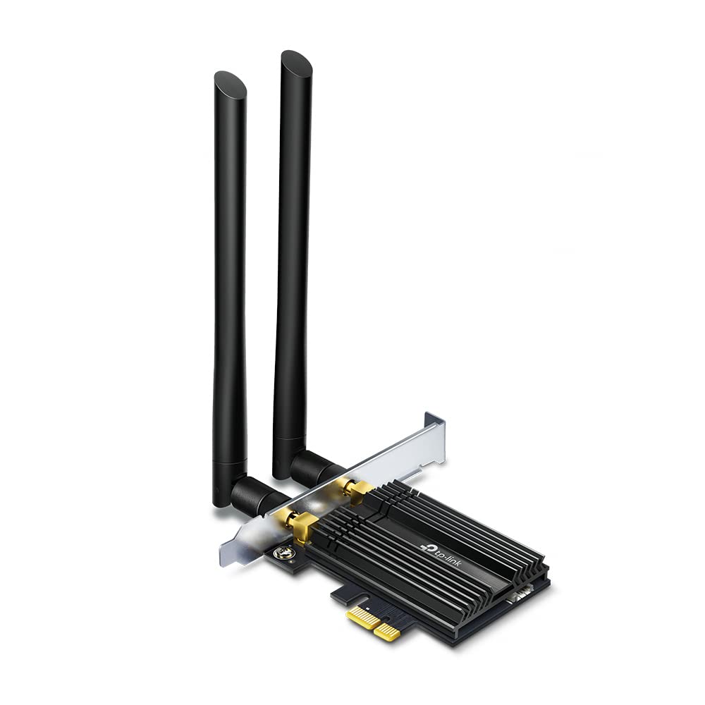 TP-Link Archer TX50E AX3000 WiFi 6 PCIe Adapter with Bluetooth 5.0 (Two Multi-Directional Antennas, Intel Wi-Fi 6 Chipset, Heatsink, WPA3 Encryption Standard, Space-Saving Insert) Black