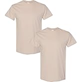 Gildan Men's Heavy Cotton T-Shirt, Style G5000, 2-Pack XL-Sand