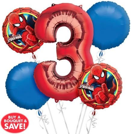 Spider-Man 3rd Birthday 5pk Balloon Bouquet
