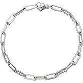 Savlano 925 Sterling Silver Solid Italian Diamond Cut Paperclip Link Chain Bracelet With Gift Box For Women & Men - Made in Italy