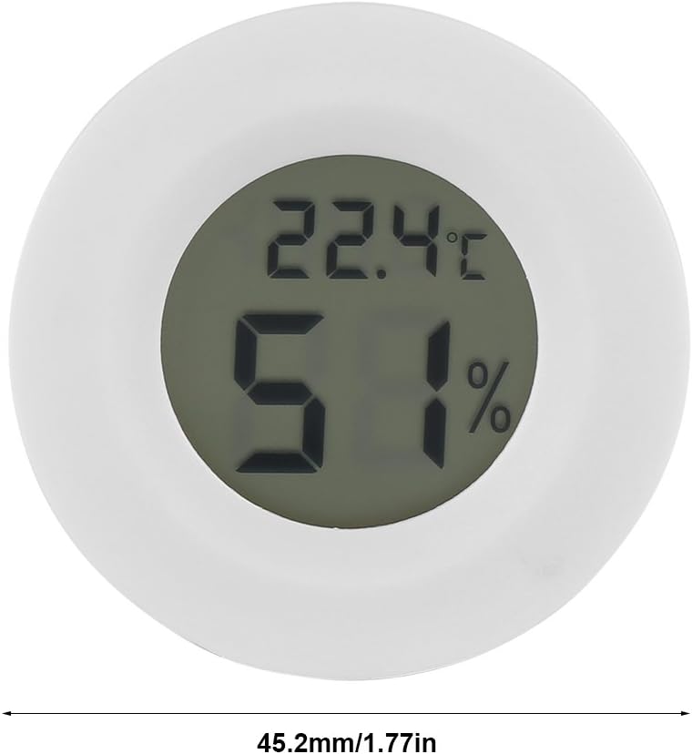 Reptile Temperature and Humidity Monitor LCD Round Plastic White Digital Thermometer Hygrometer for Small Aquarium Lizard Spider Turtle Terrarium Tank - Image 4