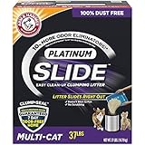 Arm &amp; Hammer Platinum SLIDE Easy Clean-Up Clumping Litter, Multi-Cat, 37 lbs