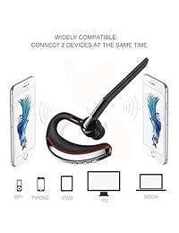 Auricular Bluetooth, manos libres auricular inalámbrico V4.1 Bluetooth auriculares in ear auriculares ligeros auriculares con micrófono para oficina negocio entrenamiento conducción y iPhone Android teléfonos móviles..., Rojo