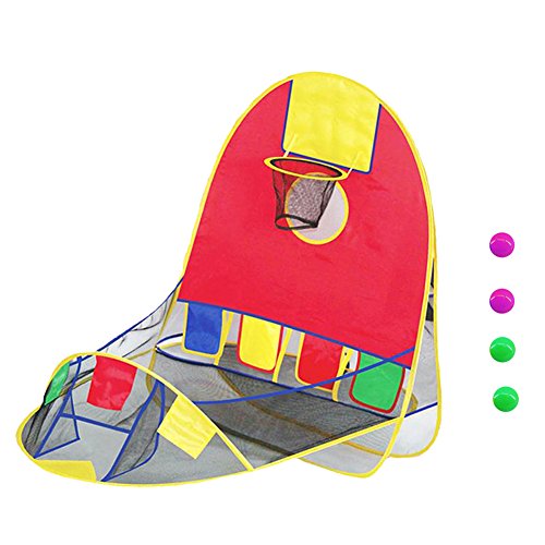 blue--net Portable Ball Shooting Tent, Kid Foldable Pop Up Playing Tent Goal Basketball Hoop Shooting Tent 4 Balls, Indoor Outdoor Large Space Sports Arcade Playhouse 1-6 Years Old boy/Girls - Thumbnail 6