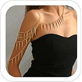 Gold Body Chain Shoulder Chain Punk Rivets Arm Chain Layered Tasssel Shoulder Necklace Festival Party Bridal Body Jewelry