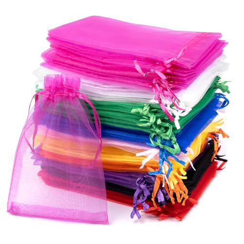 Carehabi Organzabeutel Bunt- 100 sacchetti in organza, 10 x 15 cm, sacchetto regalo in organza, sacchetti per gioielli, sacchetti per matrimonio, di lavanda, bomboniere di nozze, festival