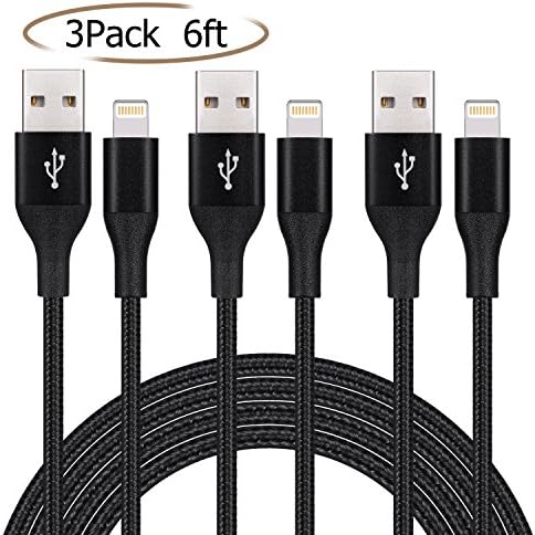 Lightning cable, Sundix 3Pack 6FT iPhone Charger Cord Nylon Braided Cable Compatible With iPhone iPad iTouch and More