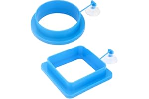 Senzeal 2X Fish Feeding Ring Round and Square Floating Food Feeder Circle with Suction Cup