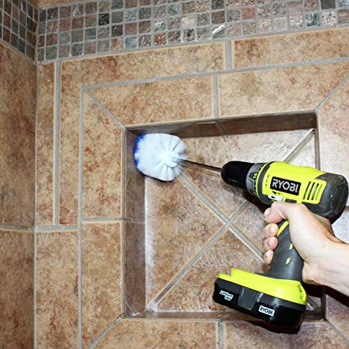 RotoScrub Bathroom Cleaning Scrub Pads + Corners and Edges Brush - Drill Accessory Combo Kit