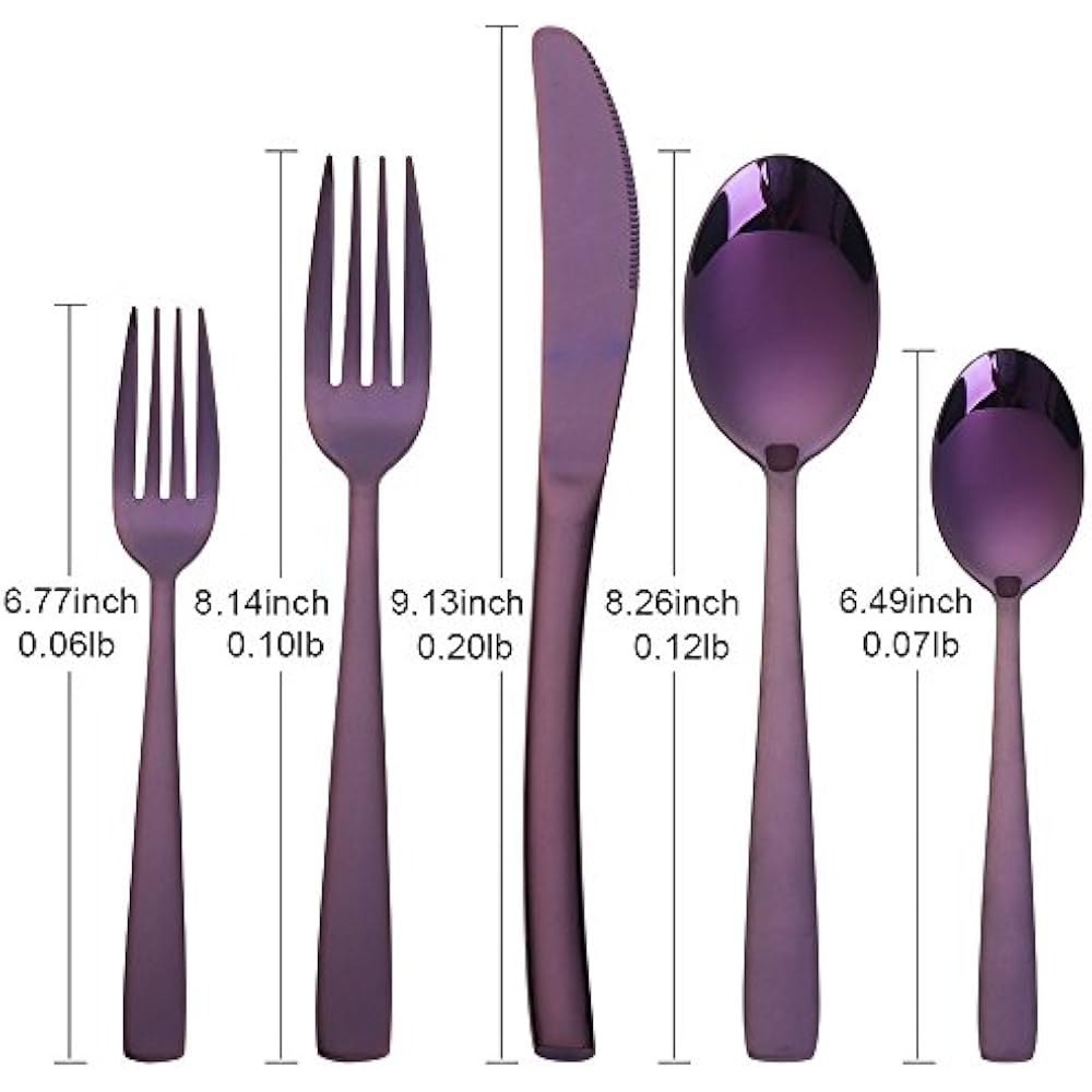 20Pieces Flatware Sets Set, Purple Silverware Stainless Steel Reusable