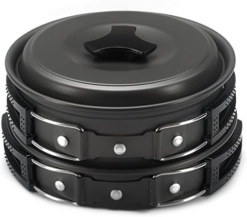 Weicai Portable Camping Cookware Mess Kit - 11 Piece Non-Stick Cookset, Perfect Outdoor Cooking equipment for Backpacking, Hiking and Picnic (Lightweight, Durable & Compact)