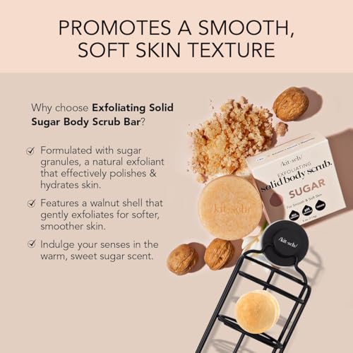 Kitsch Exfoliating Sugar Scrub for Body – All Natural Body Scrub Bar Soap for Smooth, Hydrated & Glowing Skin - Vegan Soap Bar Exfoliator for Men and Women - Made in the USA - 4 oz