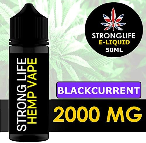 StrongLife Hemp E-Liquid Vape eliquid - 2000mg 20% Hemp Extract eliquid - Unflavored Bubblygum Highsenberg Cherry Grape Fruit Mix Menthol Juice - 50ml (BLACKCURRENT)