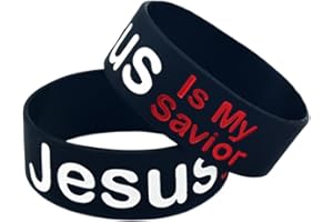 Abaodam 2pcs Jesus Silicone Wristbands, Unisex Black Wristband Bracelets for Sports Outdoor Faith