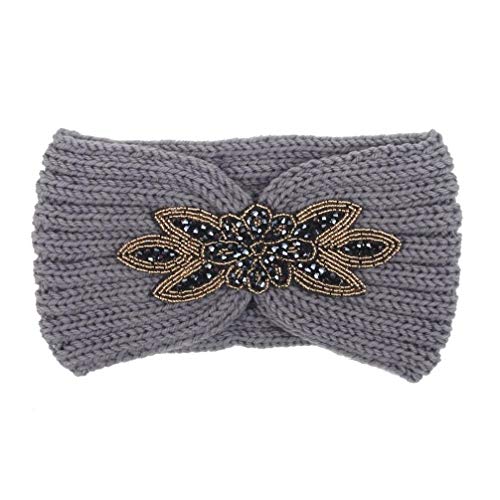Women Knitted Headband Ear Warmer Stretchy Headwrap Head Wrap Hair Band Turban for Cold Whether by BCDshop (Grey)