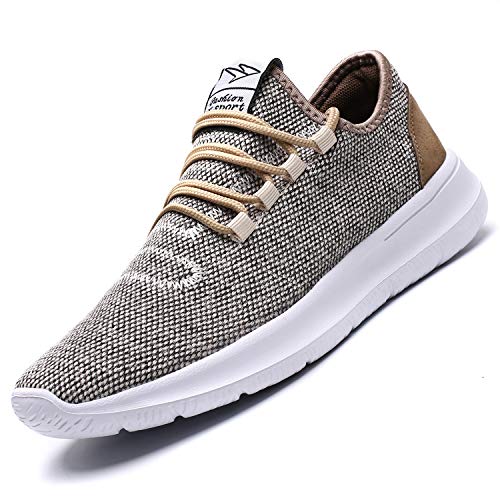 Srenket Mens Casual Athletic Sneakers Comfortable Running Shoes Light Tennis Zapatos Footwear for Men Walking Workout Beige44