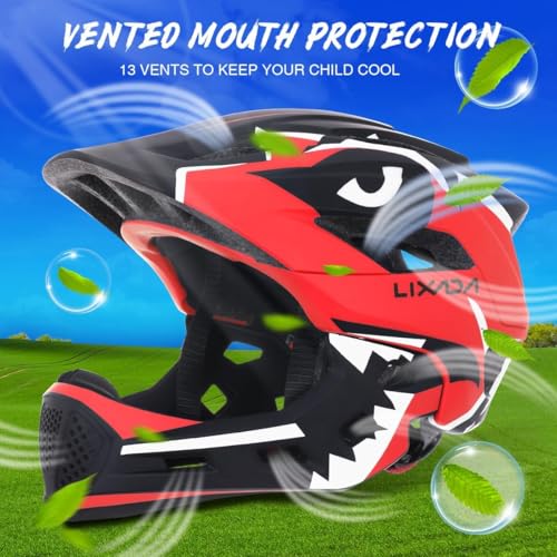 Lixada Full Face Helmet Children Detachable Sports Safety Helmet Bicycle Helmet Children Sports Helmet for Children Safety Helmet for Cycling Skating