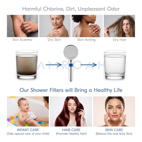 Premium High Pressure Shower Head with Handheld, 9-Layer Filtration System, 3 Replaceable Cartridges for Hard Water, Removes Chlorine, Helps Reduce Dry Itchy Skin, Water Softener Filter Beads, Chrome