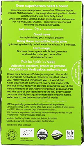 PUKKA HERBAL TEA ORGANIC MATCHA GREEN, 20 CT