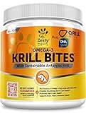 Omega 3 Krill Oil Chewables for Dogs - Hip & Joint + Skin & Coat Health Supplement - With Qrill Pet Meal & DHAgold - Brain, Heart & Immune Support - With Sustainable Antarctic Krill - 90 Soft Chews