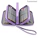 BTSKY PU Leather Colored Pencil Case with Compartments-72 Slots Handy Pencil Bags Large for Watercolor Pencils, Ordinary Pencils (Purple)