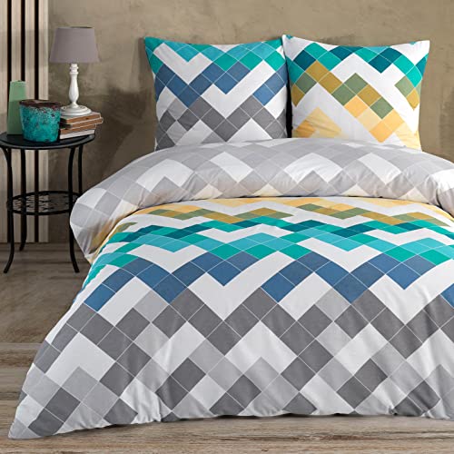 Buymax Bettwäsche 135x200 cm 4-teilig – Bettwäsche Set Renforcé 100% Baumwolle, 2 x Bettbezug 135x200 cm und 2 x Kissenbezüge 80x80 cm, Oeko-TEX, Reiß