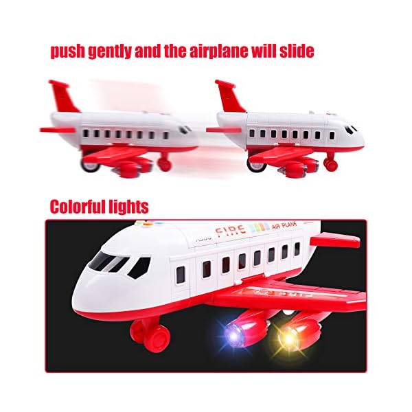 Hiveseen-Transport-Plane-Carrier-Truck-Car-Toy-Set-with-Play-Mat-6-Mini-Alloy-Diecast-Fire-Fighting-Trucks-11-Road-Signs-Music-and-Light-Transport-Cargo-Airplane-for-Kids-3-12-Years-Old Hiveseen Transport Plane, Carrier Truck Car Toy Set with Play Mat, 6 Mini Alloy Diecast Fire Fighting Trucks, 11 Road Signs, Music and Light, Transport Cargo Airplane for Kids 3-12 Years Old