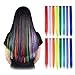 FESHFEN Colored Hair Extensions, 16 PCS 8 Colors Rainbow Hairpieces for Women Highlight Colorful Straight Clip in Hair Extensions Daily Party Costumes Hair Pieces for Girls Dolls, 22 inch