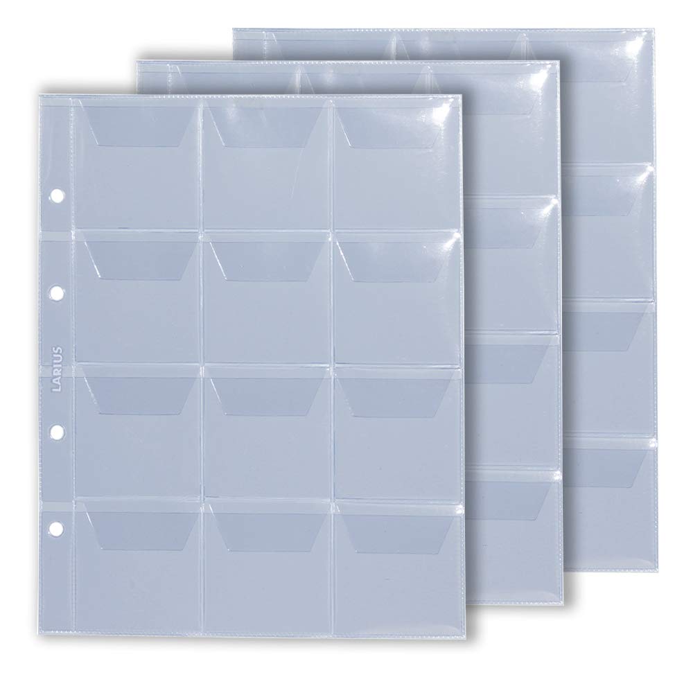 Coin Collecting Sheets - Variable Pockets Pages - Coin Collection Holders Sets (12 Pockets up to Ø58mm, 10 Sheets)