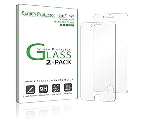amFilm iPhone 7 Tempered Glass Screen Protector for Apple iPhone 7, iPhone 6S, iPhone 6 2016, 2015 (2-Pack)