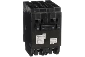 Schneider Electric - Homeline Quad Tandem Circuit Breaker, 2 x 1 Pole at 15A, 1 x 2 Pole at 15A, 120/240VAC, 10kA AIR, Plug-i