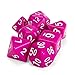 Wiz Dice Dragonberry Set of 7 Polyhedral Dice, Solid Neon Magenta Pink Tabletop RPG Dice with Clear Display Box