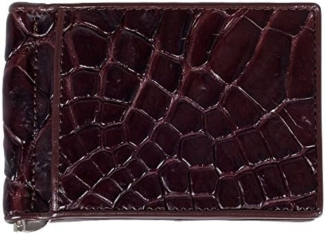 Genuine Crocodile Leg Skin Brown Slim Office Suit Money Clip Card Bifold Wallet