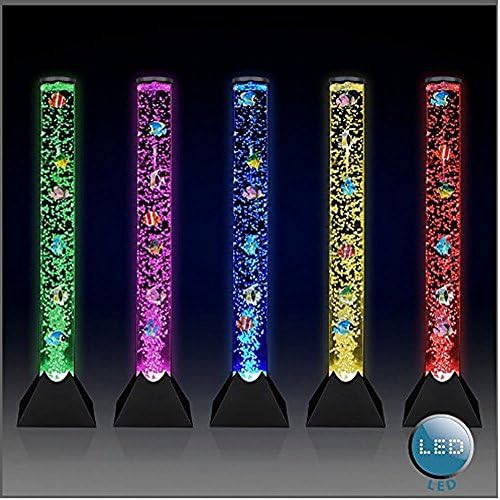 MORIO Bubble Tube Floor Novelty Lamp with Fish &amp; LED Lights 100cm Length 10cm Diametert Large Bubble Tube Floor Lamp with Fish and Colorful LED Lamp for Living Room,Bedroom, Office (black)