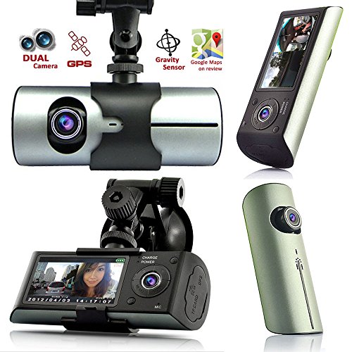 Indigi GPS Tracker Dash-Cam Dual Camera Driving Recorder Front+Rear Support Google Map