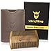 Striking Viking Sandalwood Beard Comb & Case - Pocket-Sized Grooming Tool with Fine & Coarse Teeth, Perfect for Use with Balms & Oils