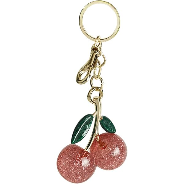 アクセサリー cheri_chanman SHIDXIB 2Pcs Rhinestone Cherry Keychain Sparkling Fruit
