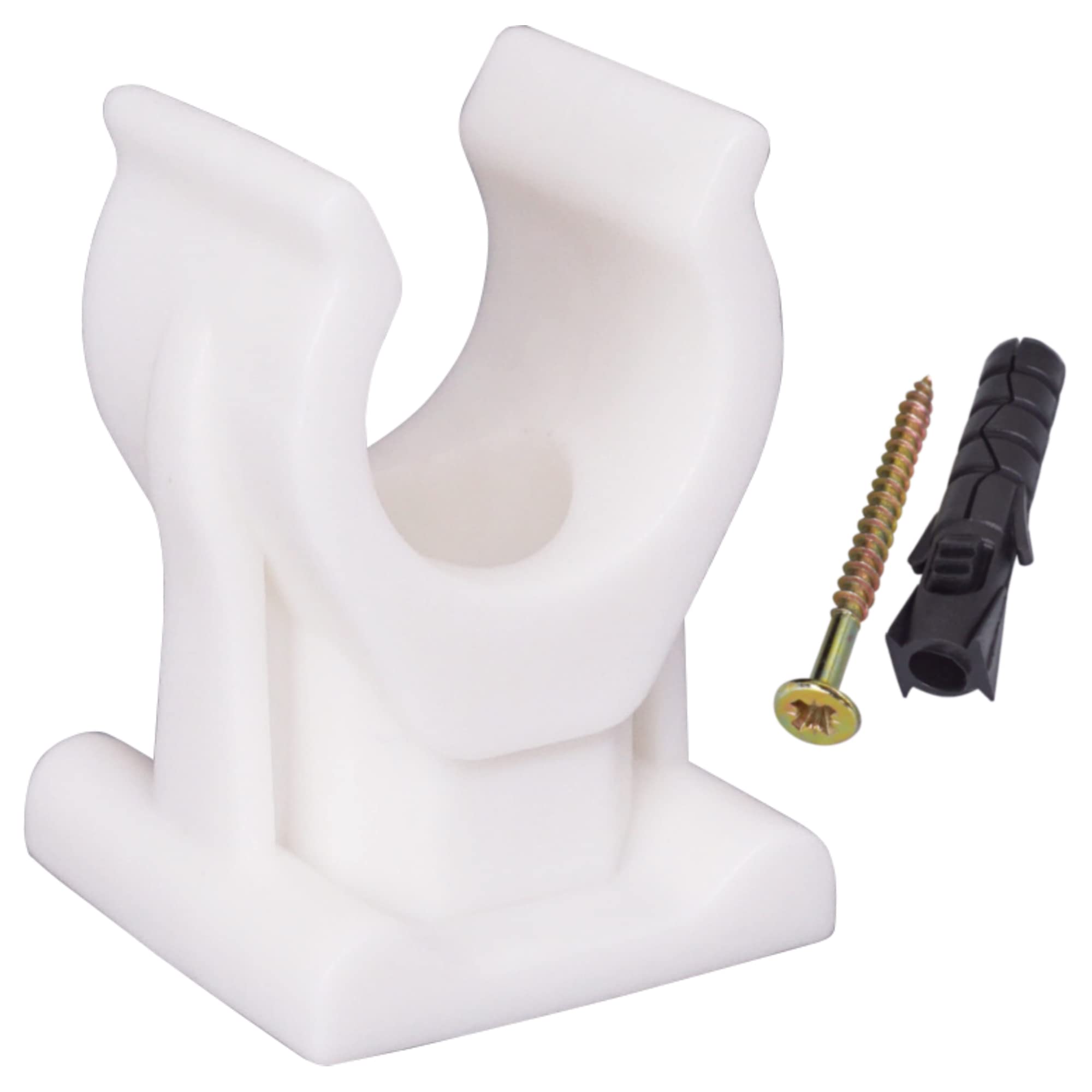 SKIR'CO (10 pcs) Pipe Clips, Plastic Clamps for 12 mm Pipes, U Type Pipe Clamp, Hose Hangers, Tubing White Clips