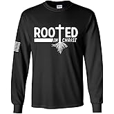 Rooted in Christ Tree Roots Mens Christian Long Sleeve T-Shirt Long Sleeve Graphic Tee