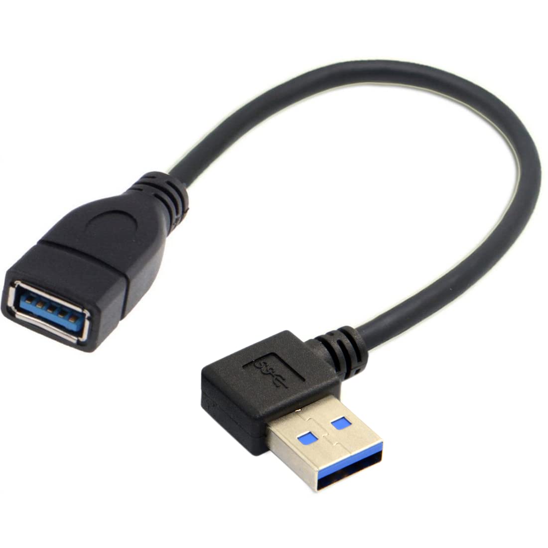 CY USB 3.0 Type-A Male Angled to USB 3.0 Type-A Female Extension Cable 20cm 5Gbps (Right Angled)