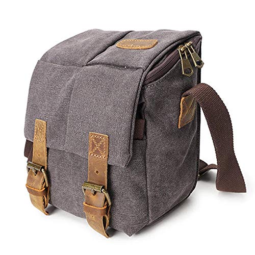 Yaunli Kameratasche, Crossboby Tasche für Herren, Segeltuch mit Leder, wasserabweisend, Retro-Stil, Schultertasche… – Bild 6